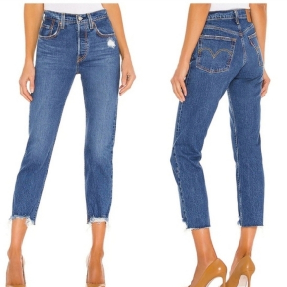 Levi's 501 Crop High Rise Jeans Charleston Fun Straight Leg - Picture 2 of 9